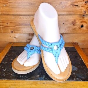 ❤️ NWBOX Yellow Box Devina Women’s Flat Flip Flop Sandal Light Blue Size…